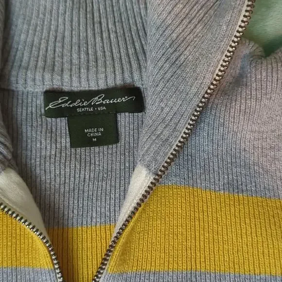 Eddie Bauer full zip 100% Cotton Women's Ribbed Sweater Size Medium - Picture 2 of 7
